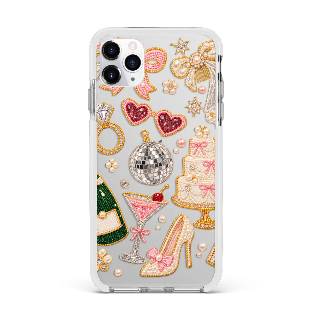 Bridal Afterparty Apple iPhone 11 Pro Max in Silver with White Impact Case
