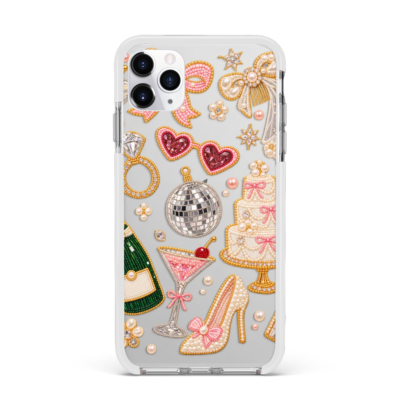 Bridal Afterparty Apple iPhone 11 Pro Max in Silver with White Impact Case