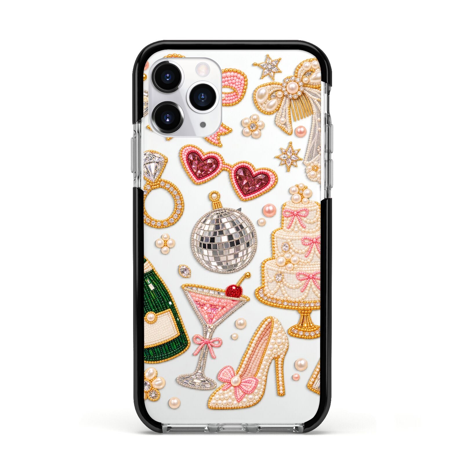 Bridal Afterparty Apple iPhone 11 Pro in Silver with Black Impact Case