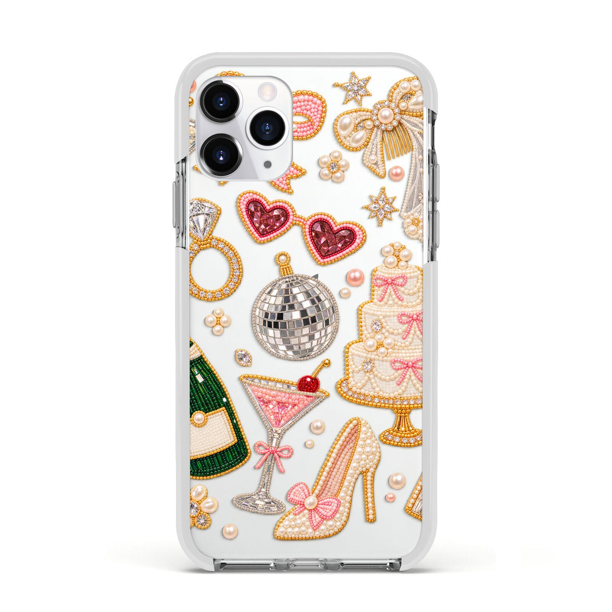 Bridal Afterparty Apple iPhone 11 Pro in Silver with White Impact Case
