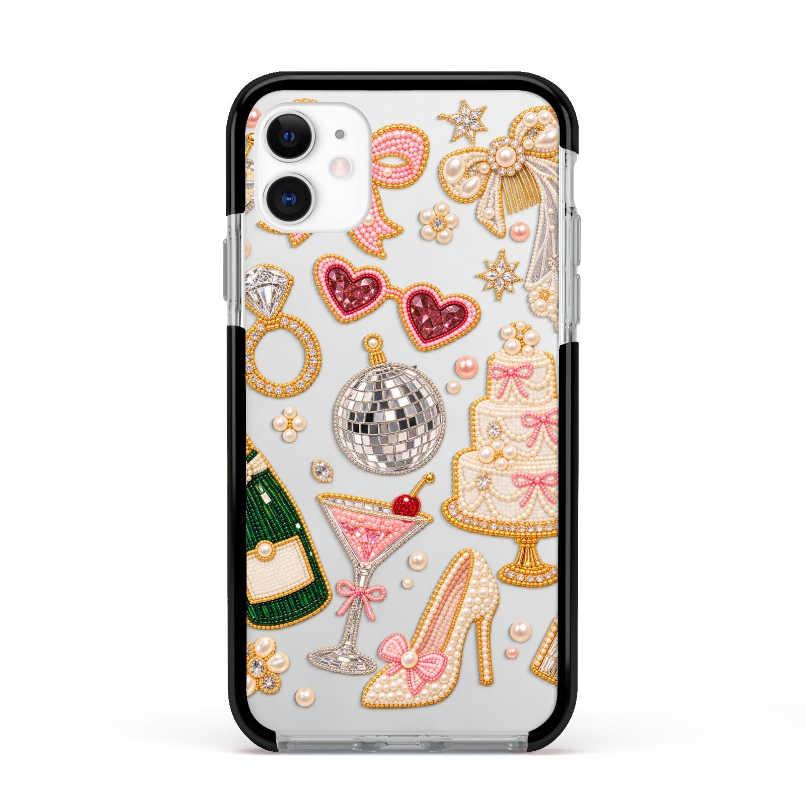 Bridal Afterparty Apple iPhone 11 in White with Black Impact Case