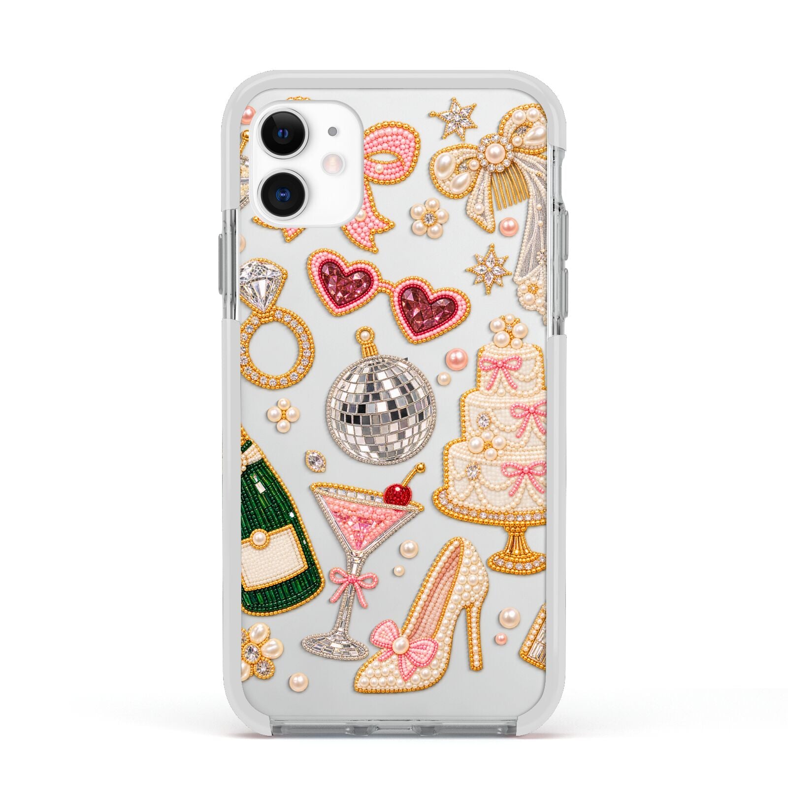 Bridal Afterparty Apple iPhone 11 in White with White Impact Case