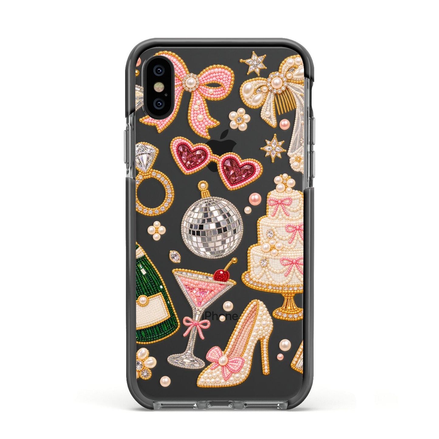 Bridal Afterparty Apple iPhone Xs Impact Case Black Edge on Black Phone