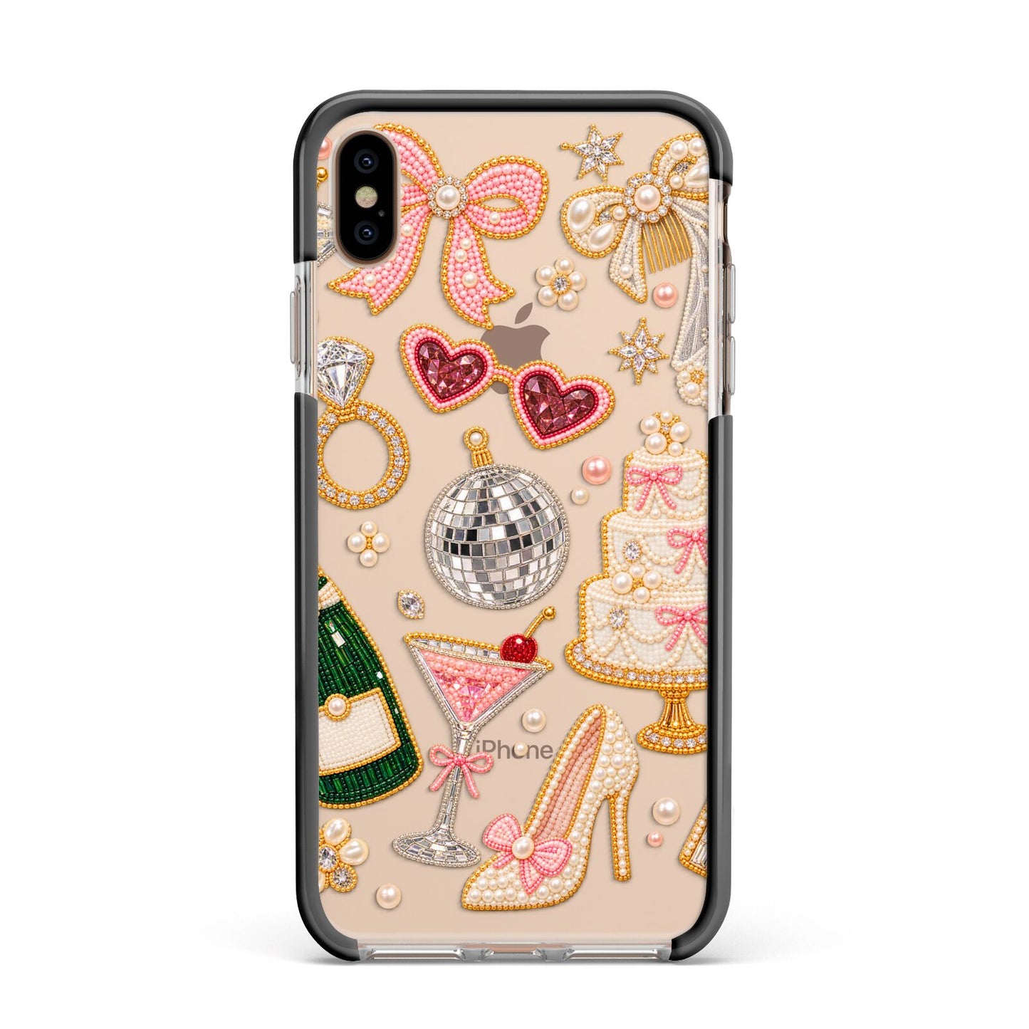 Bridal Afterparty Apple iPhone Xs Max Impact Case Black Edge on Gold Phone