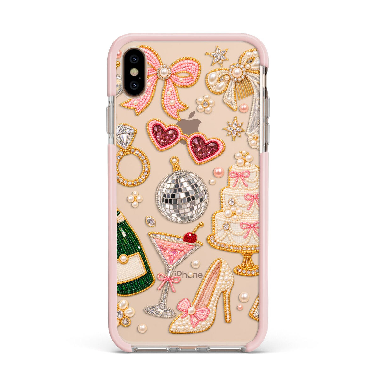 Bridal Afterparty Apple iPhone Xs Max Impact Case Pink Edge on Gold Phone