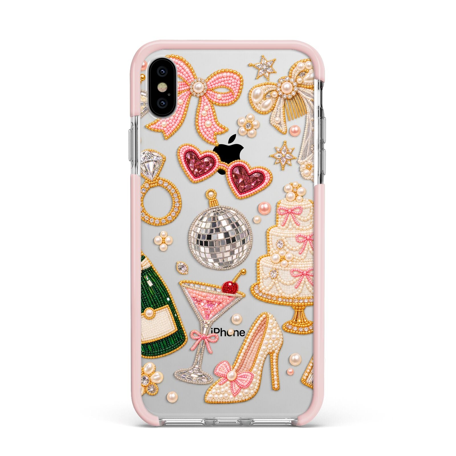 Bridal Afterparty Apple iPhone Xs Max Impact Case Pink Edge on Silver Phone