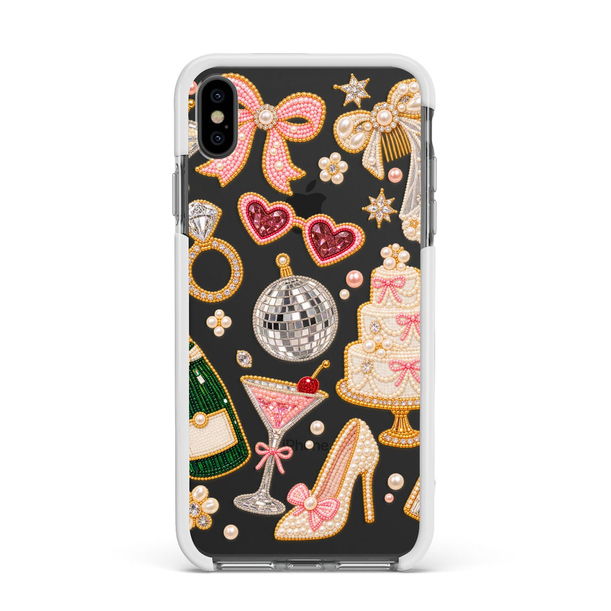 Bridal Afterparty Apple iPhone Xs Max Impact Case White Edge on Black Phone