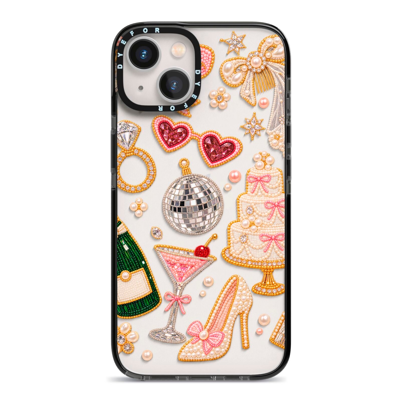 Bridal Afterparty iPhone 13 Black Impact Case on Silver phone