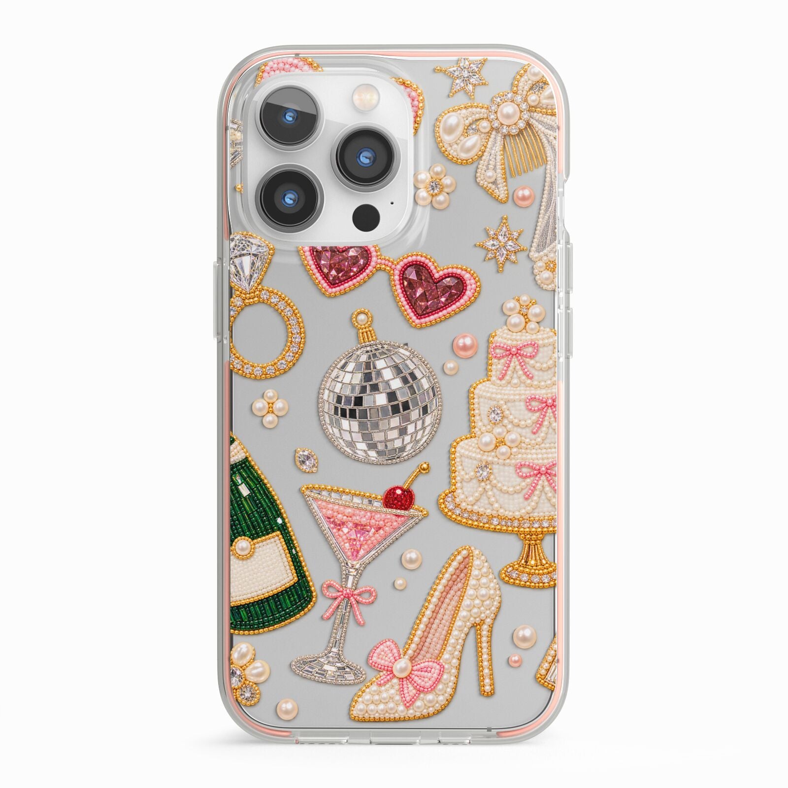 Bridal Afterparty iPhone 13 Pro TPU Impact Case with Pink Edges