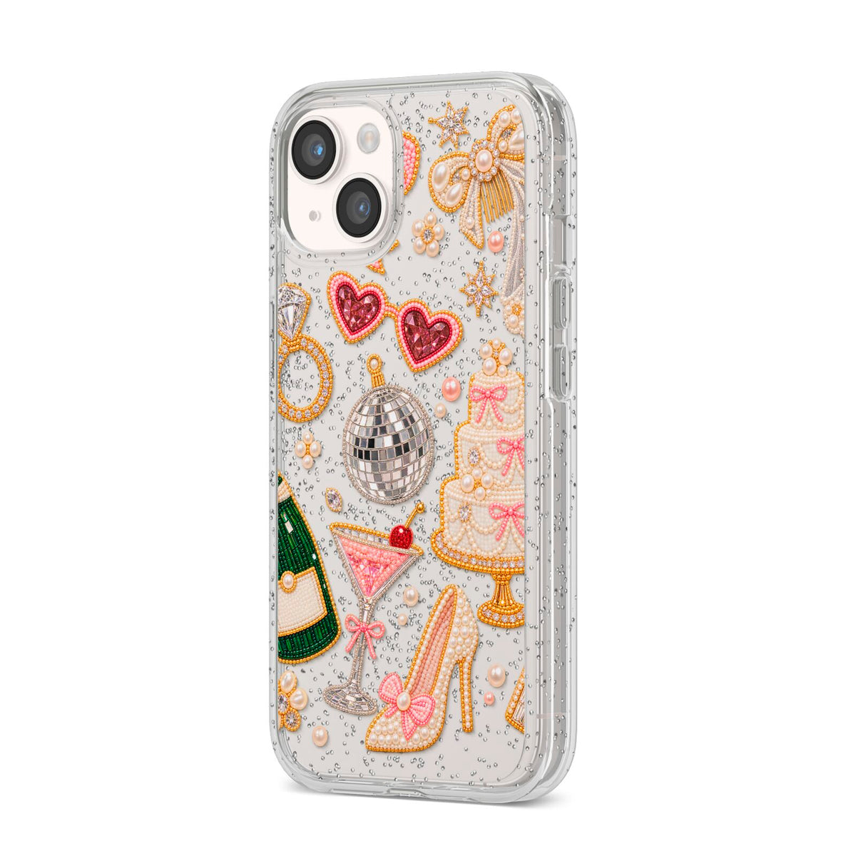 Bridal Afterparty iPhone 14 Glitter Tough Case Starlight Angled Image