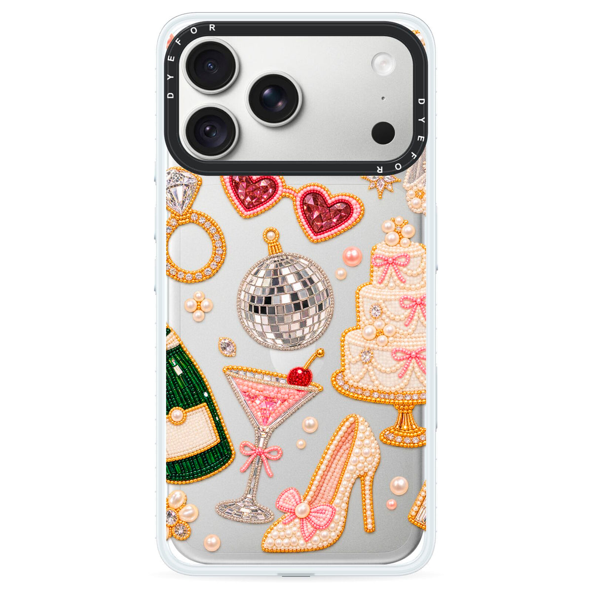 Bridal Afterparty iPhone 18 Pro Max Black Impact Pre order Case on Silver phone