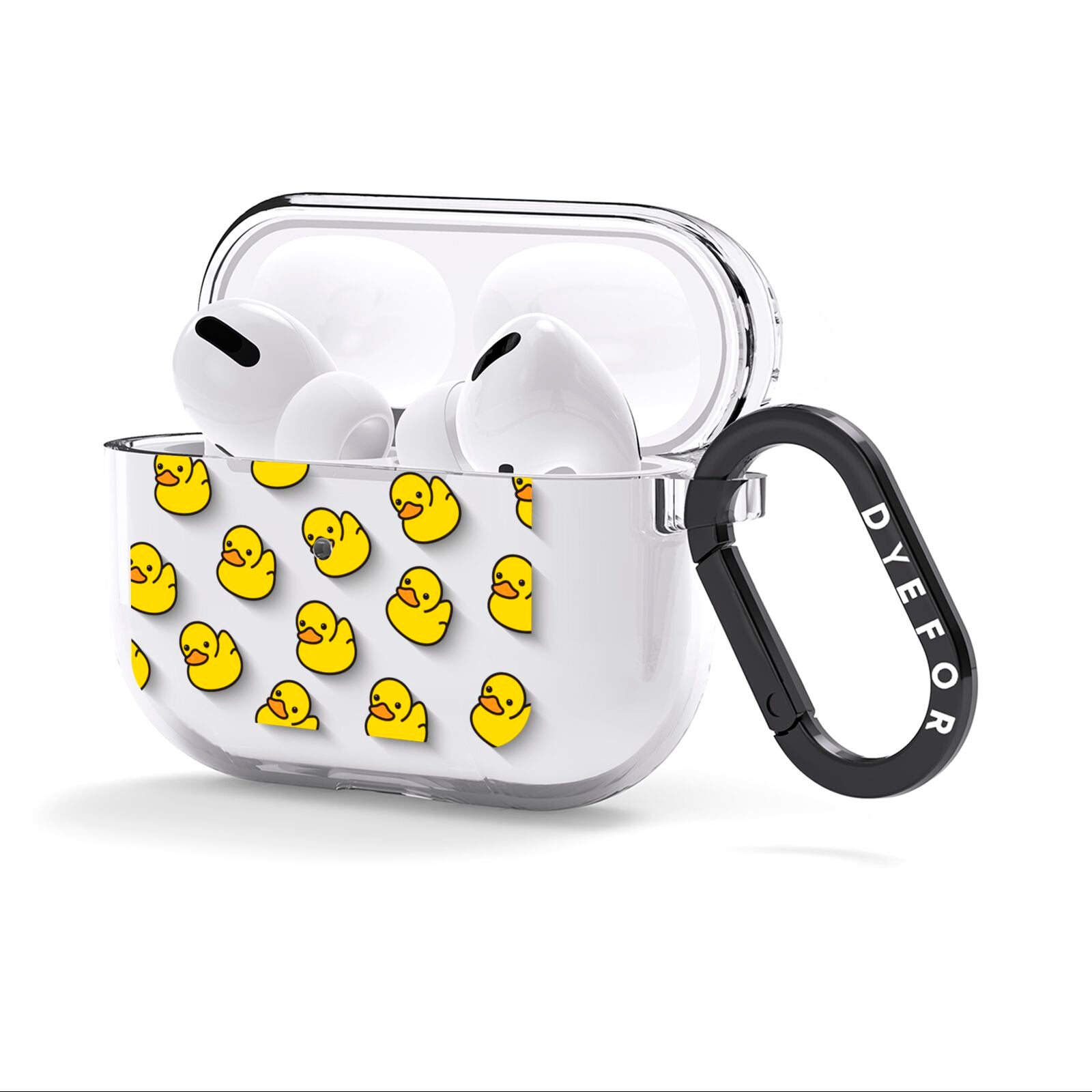 Bright Yellow Rubber Duck Pattern AirPods Clear Case 3rd Gen Side Image