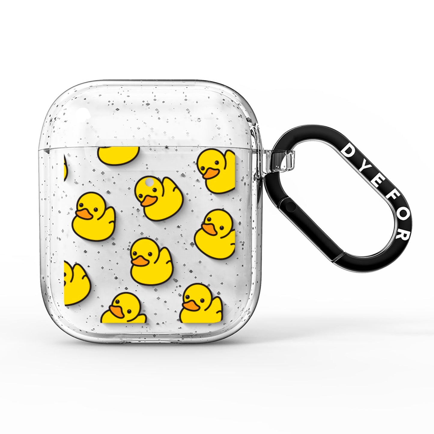 Bright Yellow Rubber Duck Pattern AirPods Glitter Case