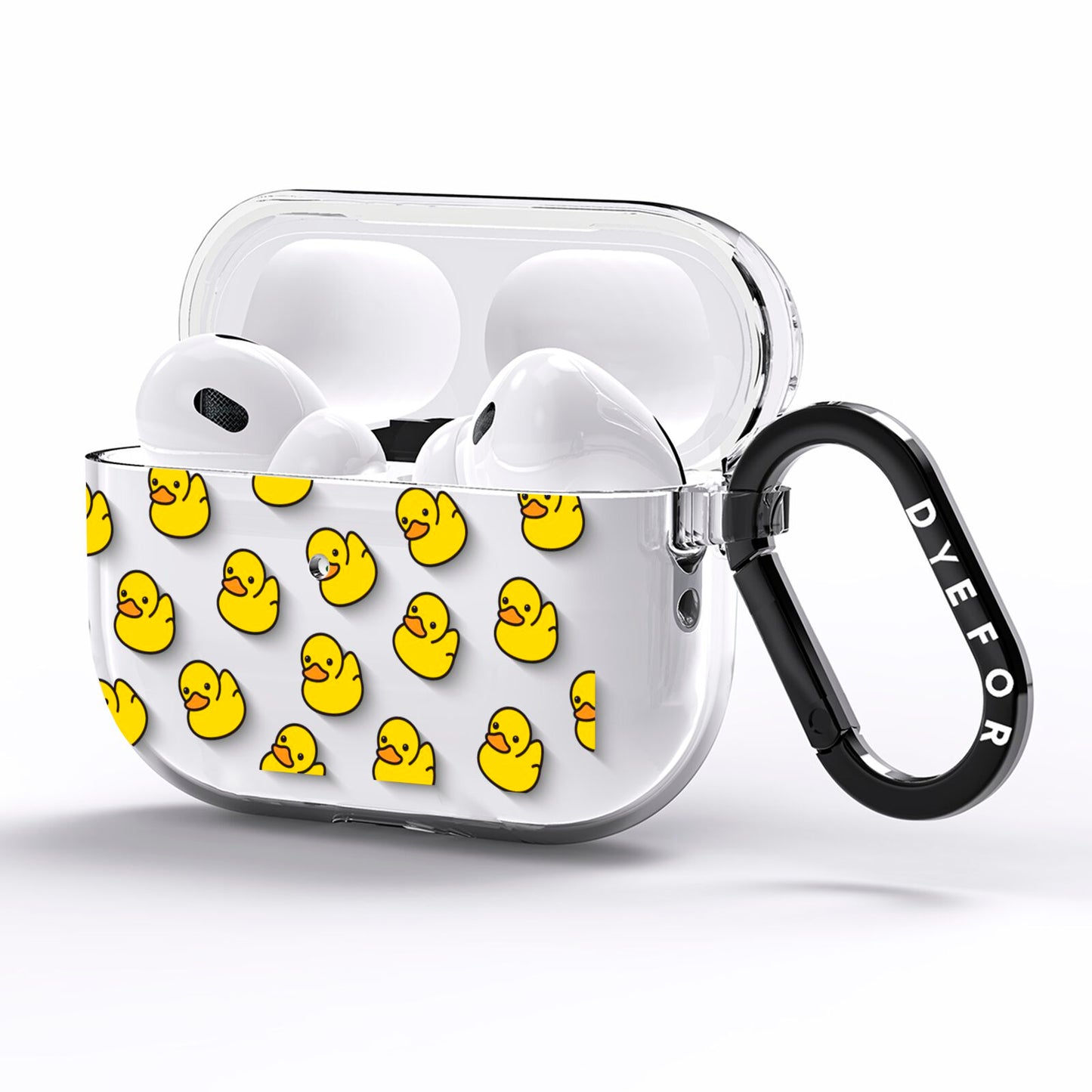 Bright Yellow Rubber Duck Pattern AirPods Pro Clear Case Side Image