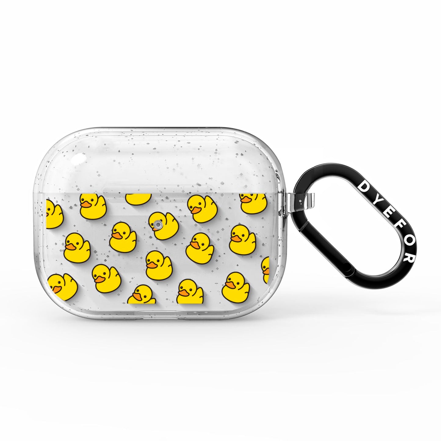 Bright Yellow Rubber Duck Pattern AirPods Pro Glitter Case