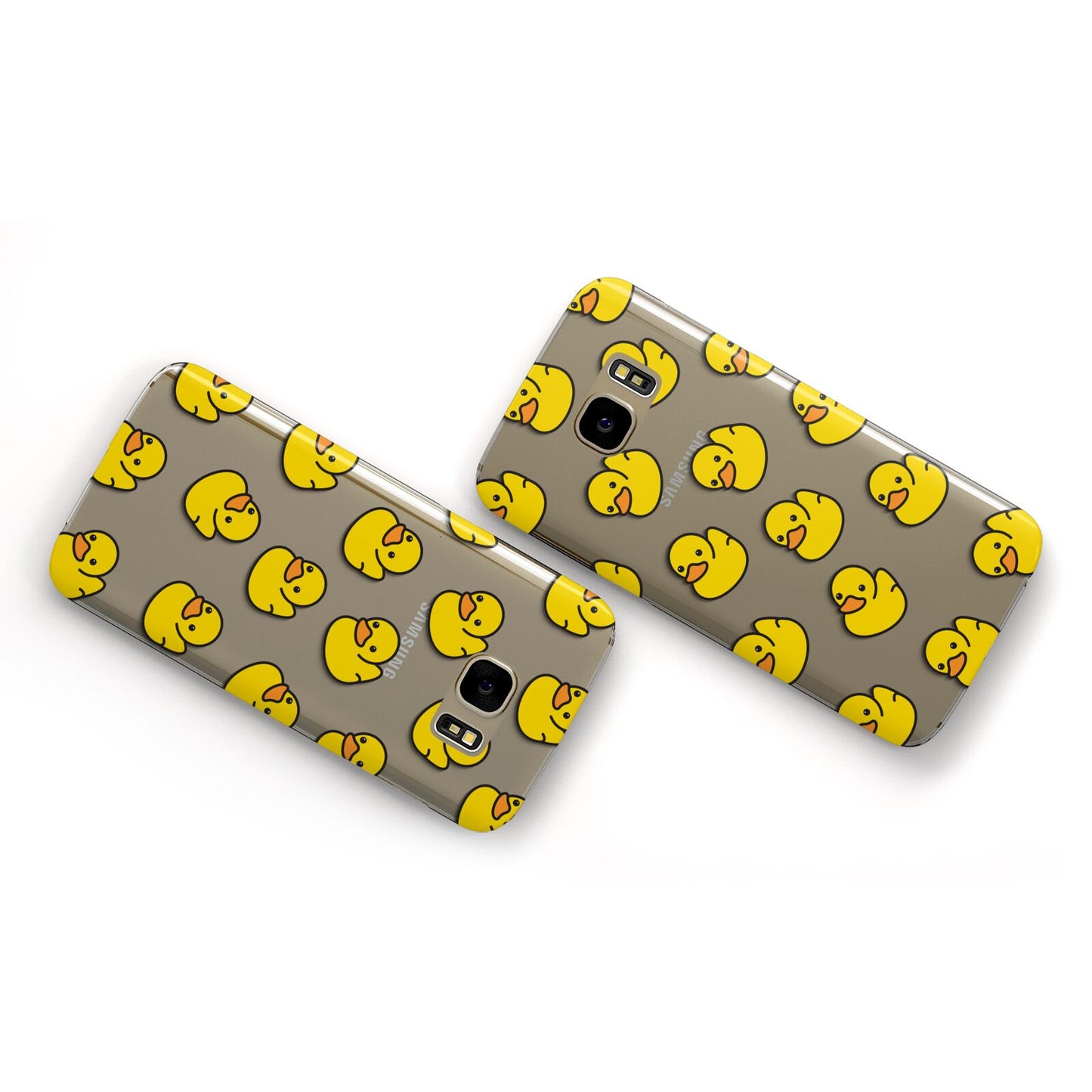 Bright Yellow Rubber Duck Pattern Samsung Galaxy Case Flat Overview