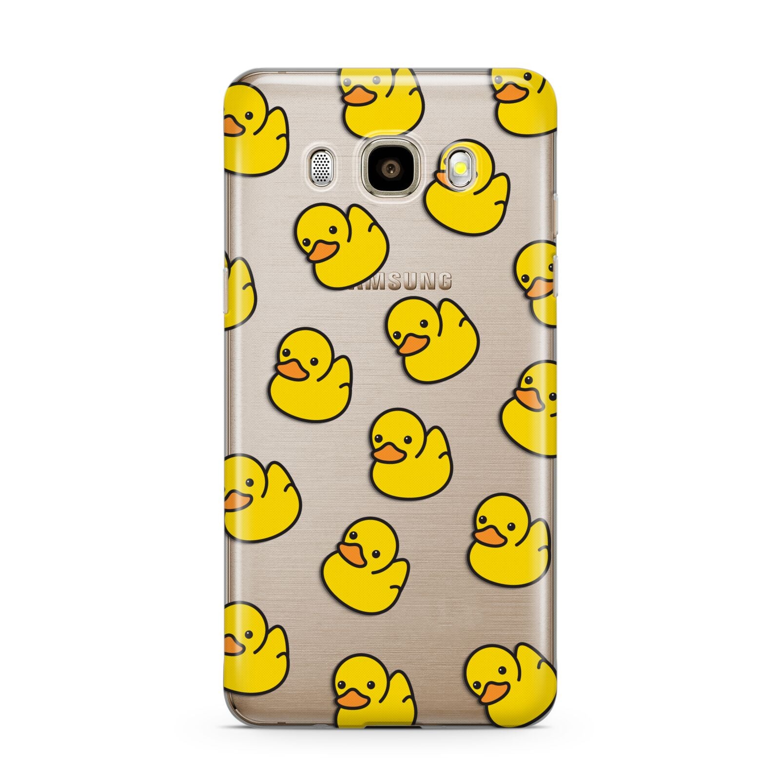 Bright Yellow Rubber Duck Pattern Samsung Galaxy J7 2016 Case on gold phone