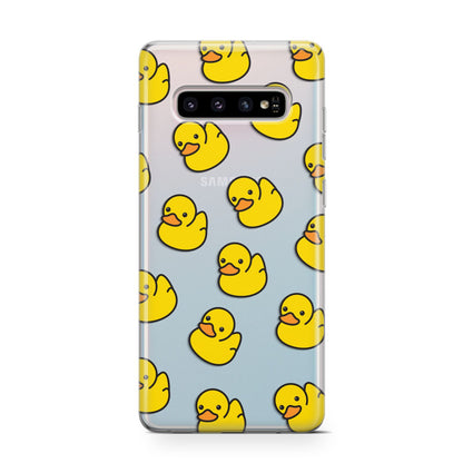 Bright Yellow Rubber Duck Pattern Samsung Galaxy S10 Case