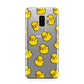 Bright Yellow Rubber Duck Pattern Samsung Galaxy S9 Plus Case on Silver phone