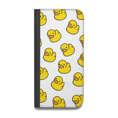 Bright Yellow Rubber Duck Pattern Vegan Leather Flip Samsung Case