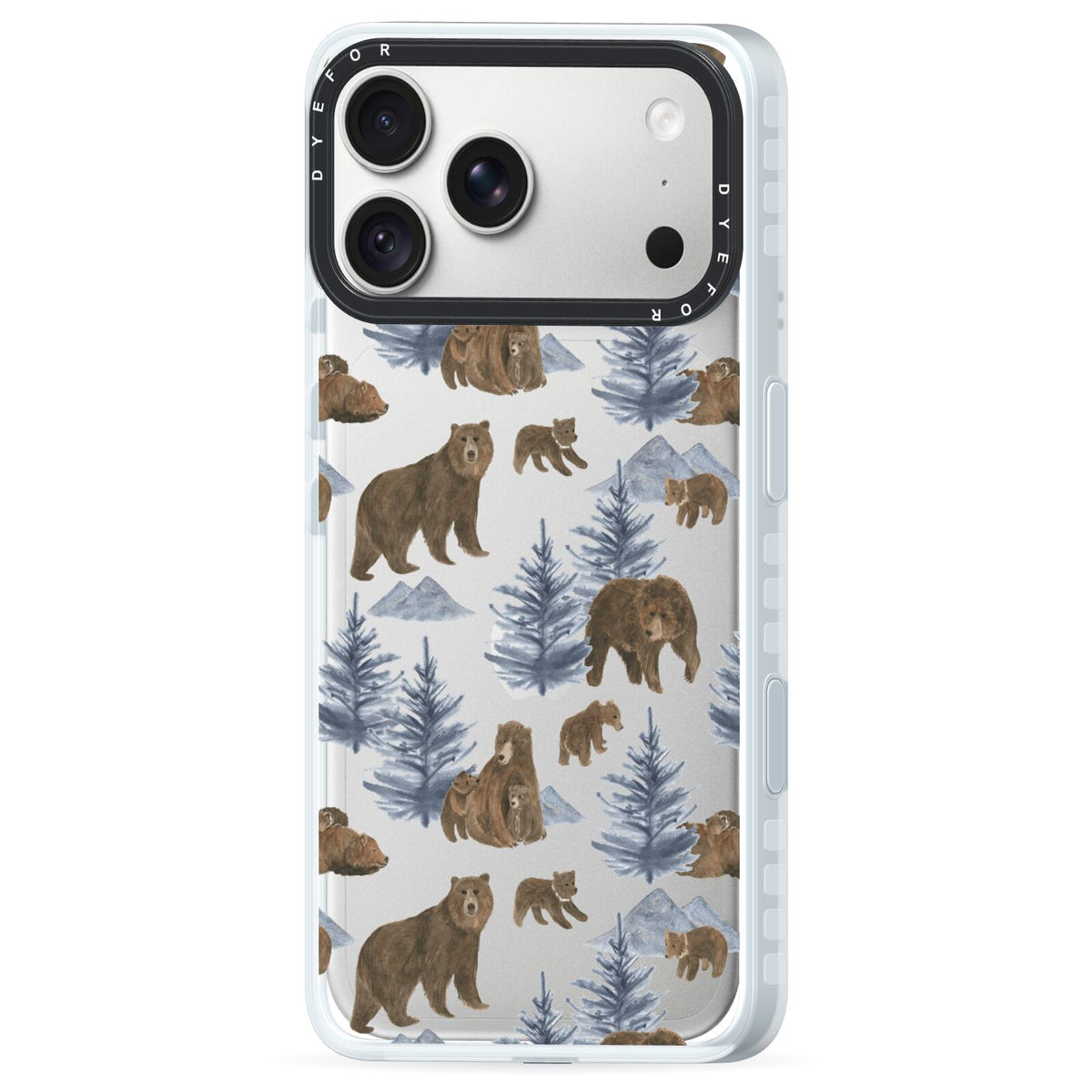 Brown Bear iPhone 18 Pro Black Impact Pre order Case Side Angle on Silver phone