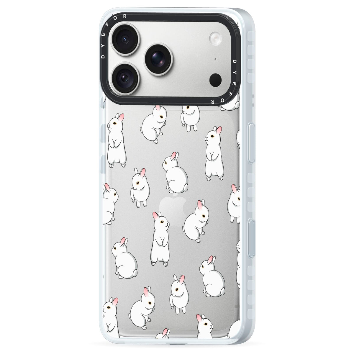 Bunny Rabbit iPhone 18 Pro Black Impact Pre order Case Side Angle on Silver phone