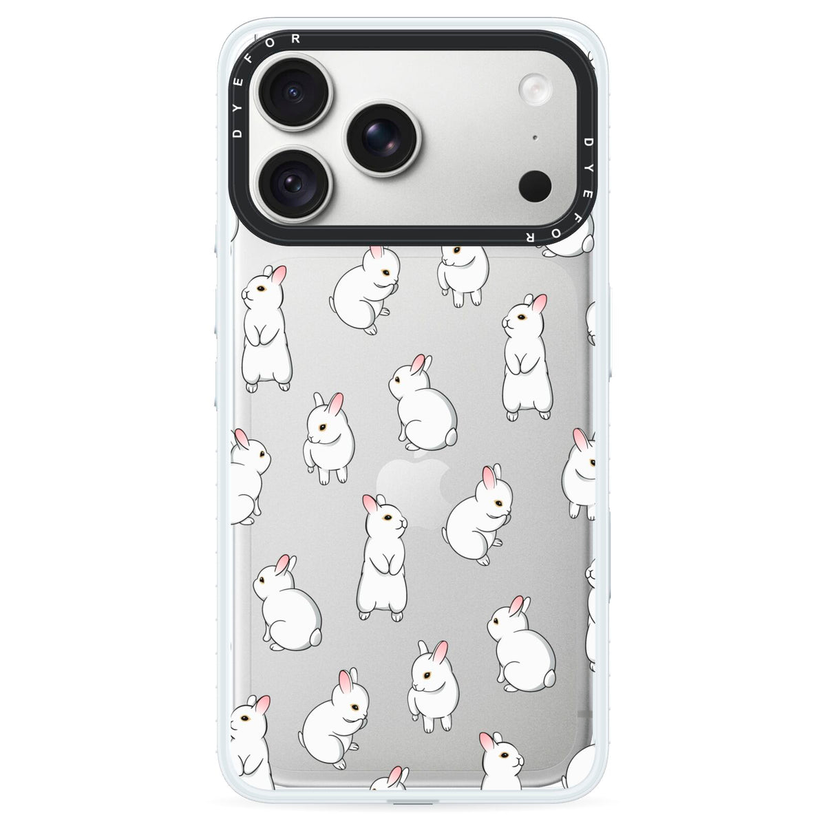 Bunny Rabbit iPhone 18 Pro Black Impact Pre order Case on Silver phone