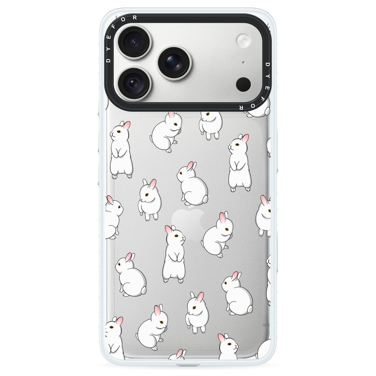 Bunny Rabbit iPhone 18 Pro Max Black Impact Pre order Case on Silver phone