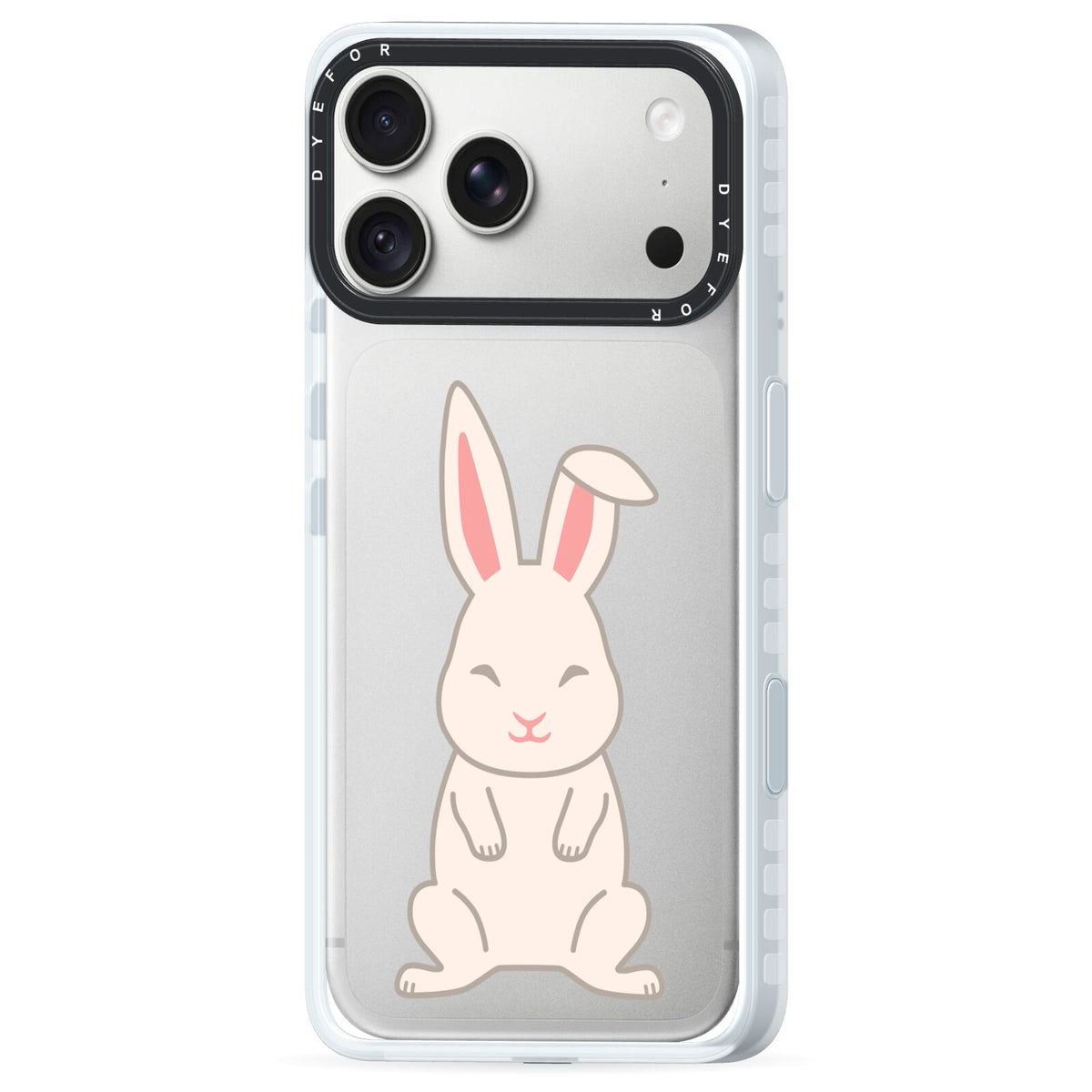 Bunny iPhone 18 Pro Black Impact Pre order Case Side Angle on Silver phone