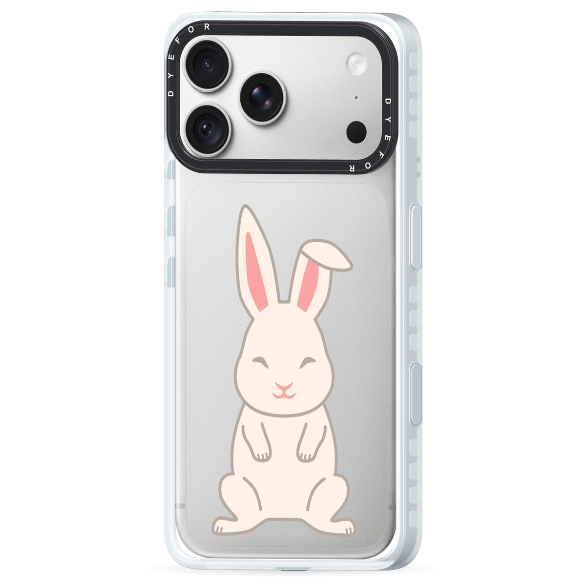 Bunny iPhone 18 Pro Max Black Impact Pre order Case Side Angle on Silver phone