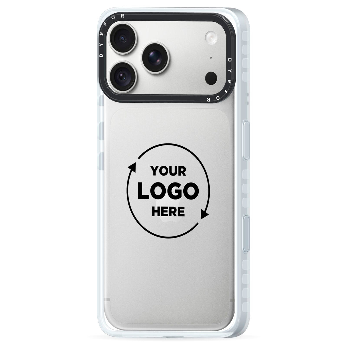 Business Logo Custom iPhone 18 Pro Max Black Impact Pre order Case Side Angle on Silver phone