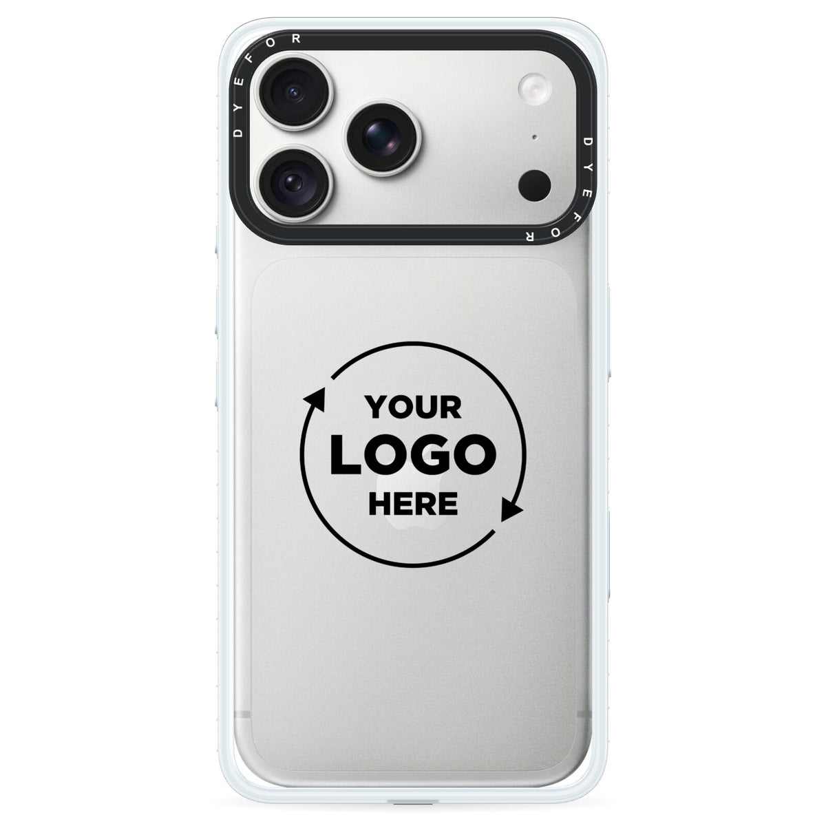 Business Logo Custom iPhone 18 Pro Max Black Impact Pre order Case on Silver phone