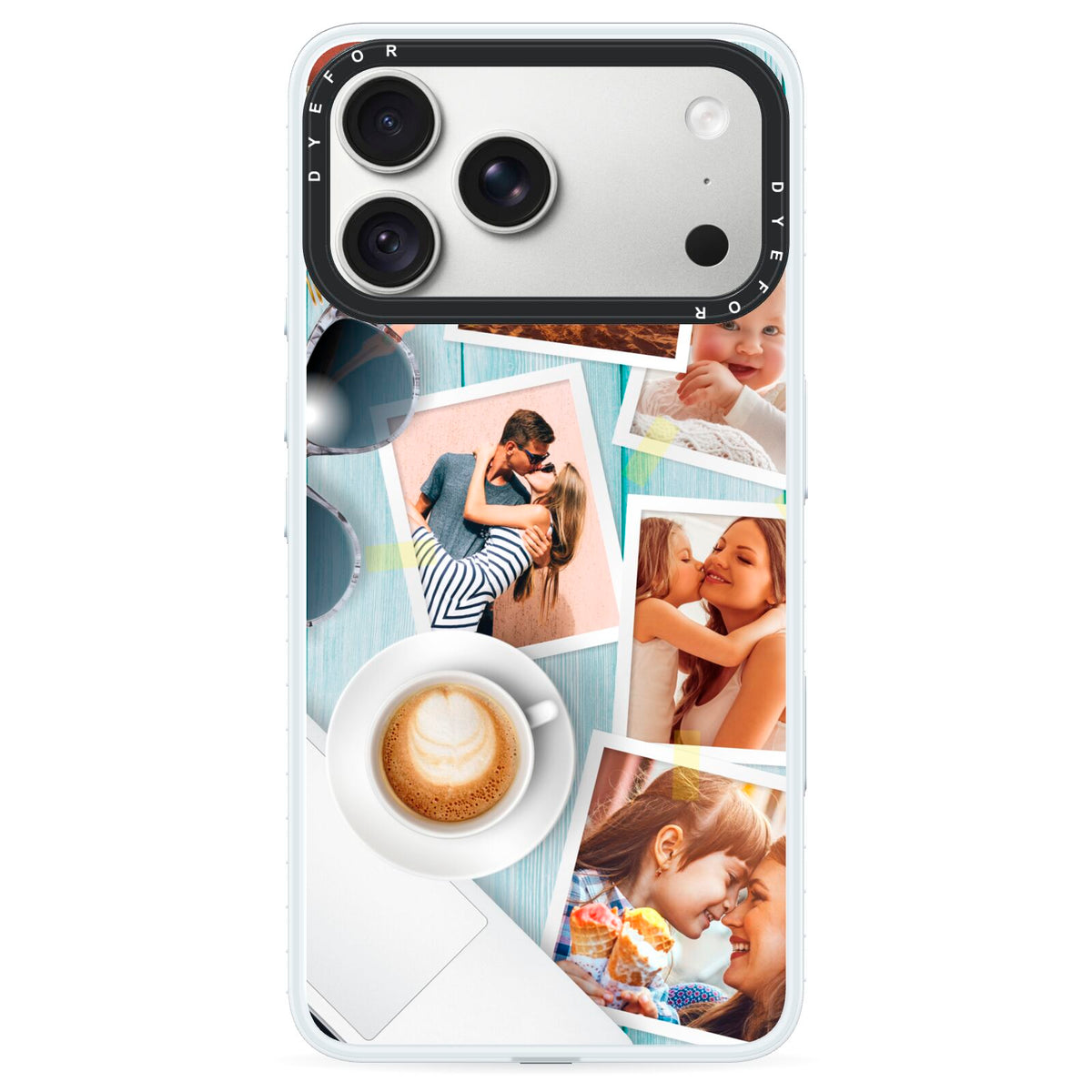 Cafe Scene Photo Montage Upload iPhone 18 Pro Max Black Impact Pre order Case on Silver phone