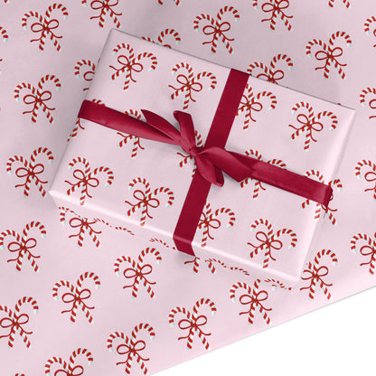 Candy Cane Bow Custom Wrapping Paper