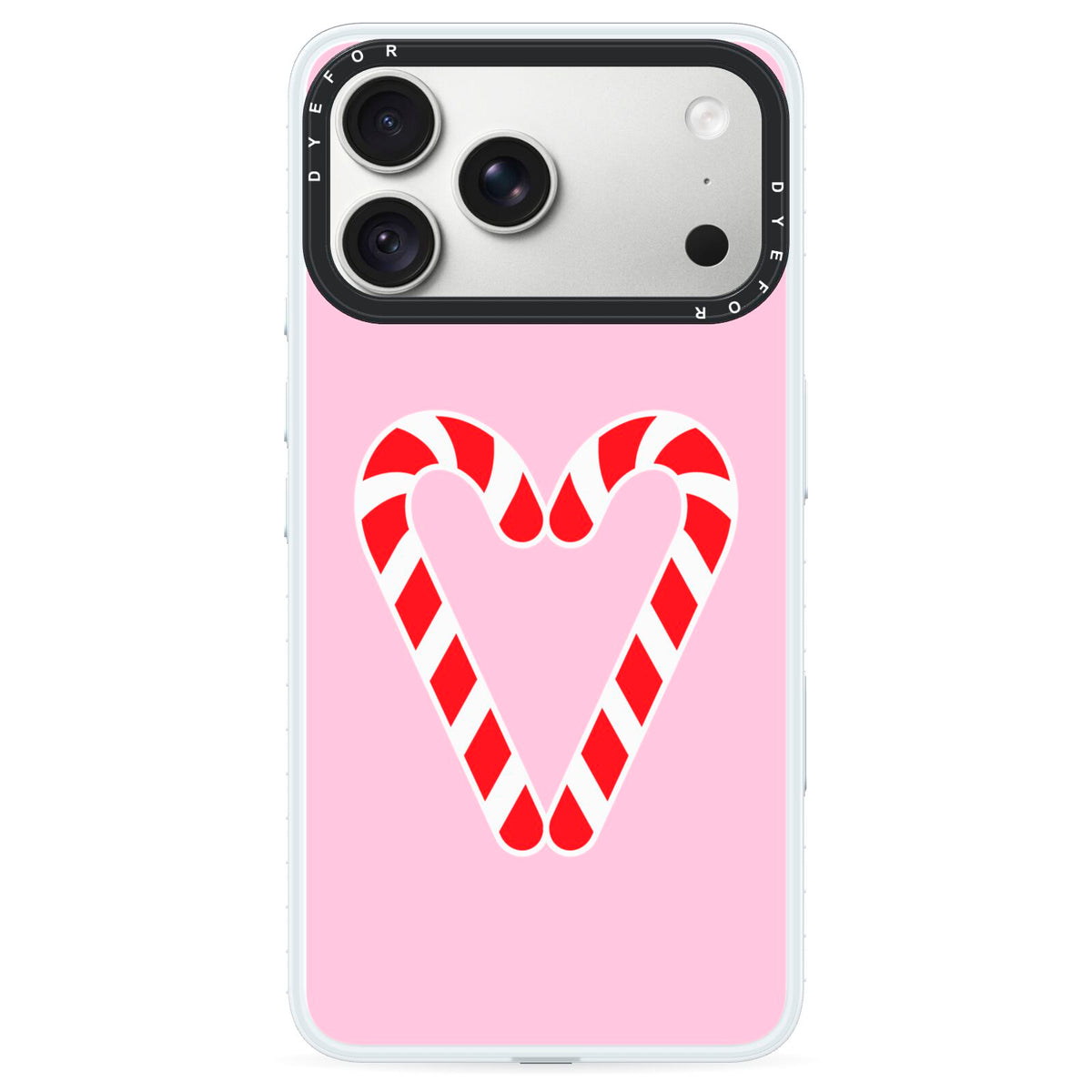 Candy Cane Heart iPhone 18 Pro Max Black Impact Pre order Case on Silver phone