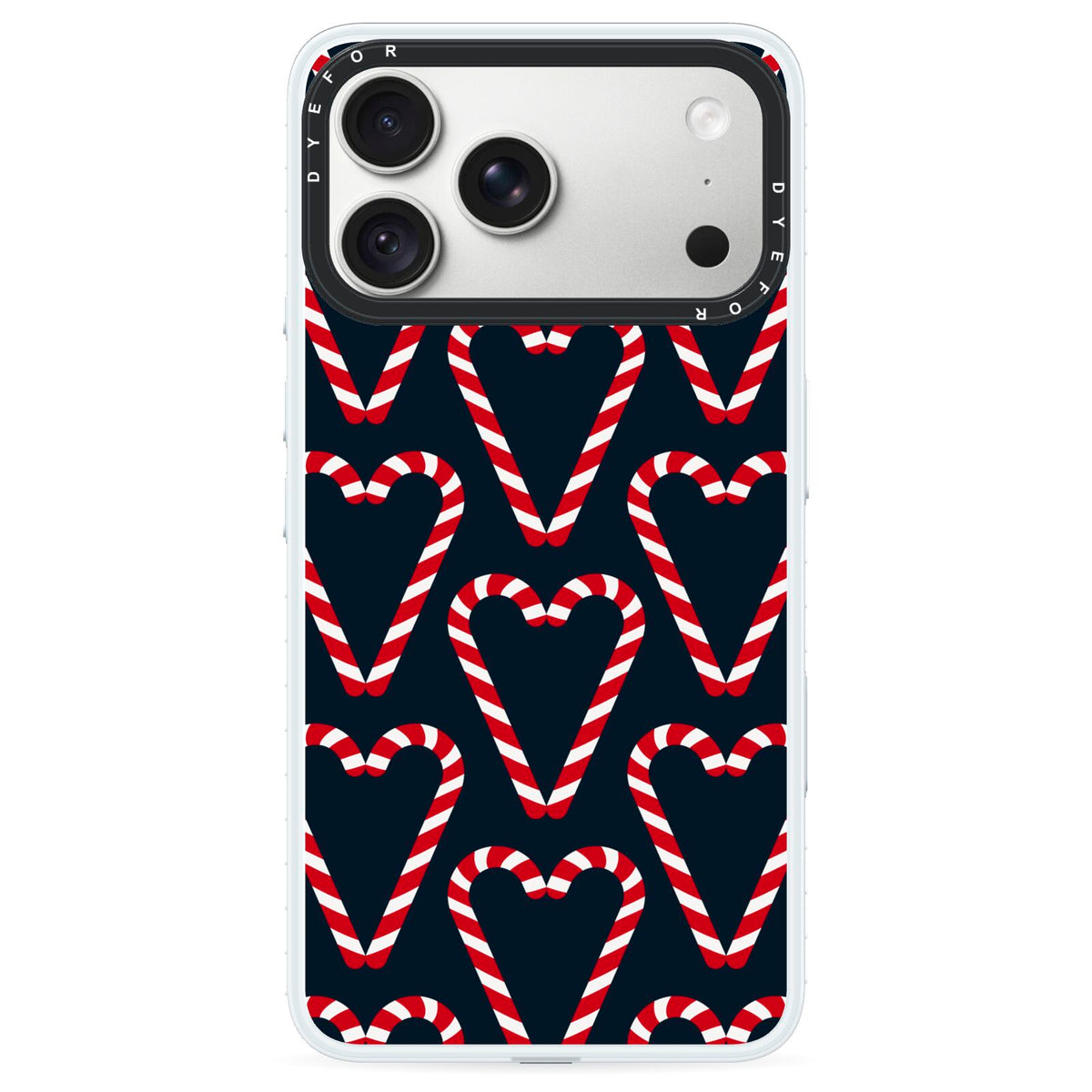 Candy Cane Pattern iPhone 18 Pro Black Impact Pre order Case on Silver phone