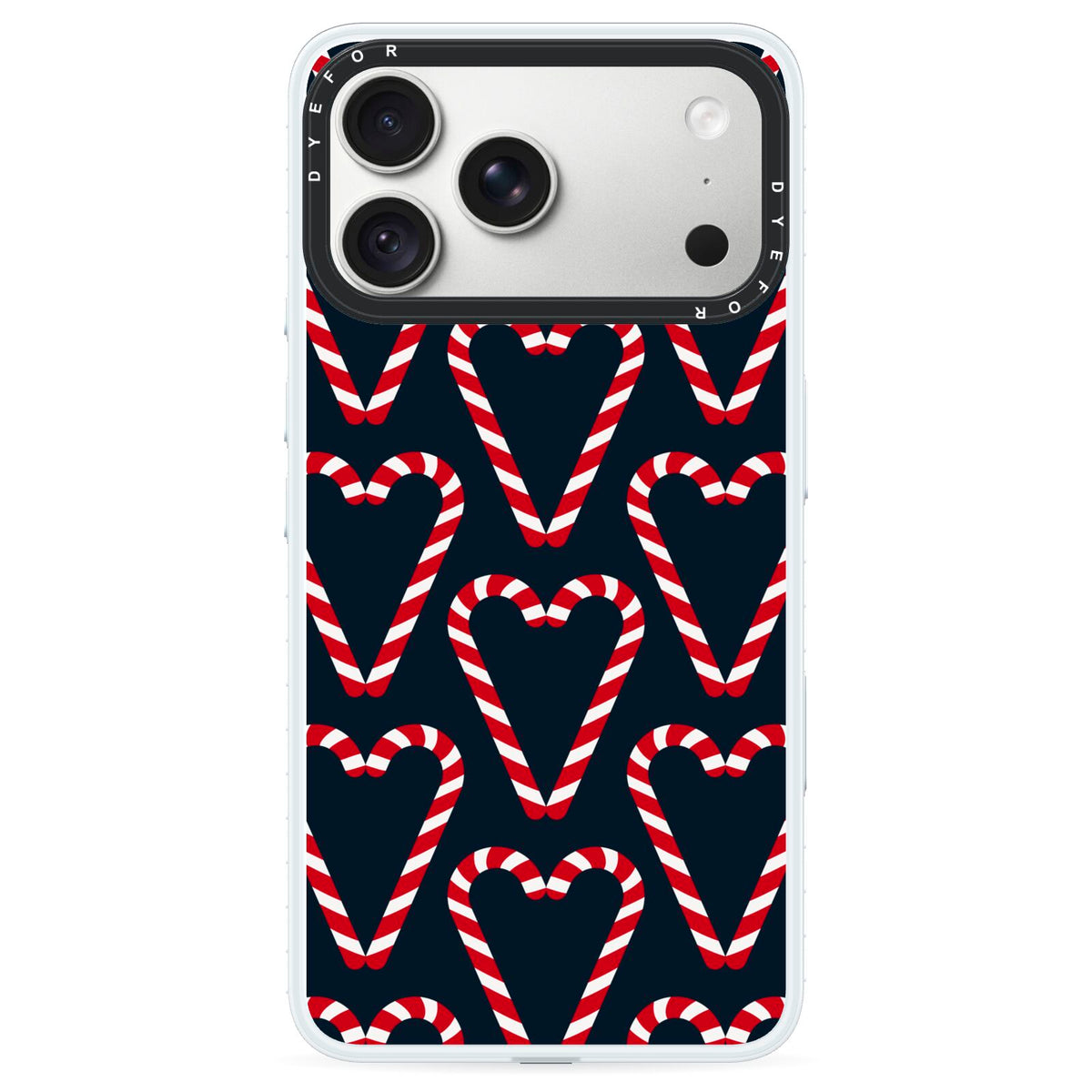 Candy Cane Pattern iPhone 18 Pro Max Black Impact Pre order Case on Silver phone