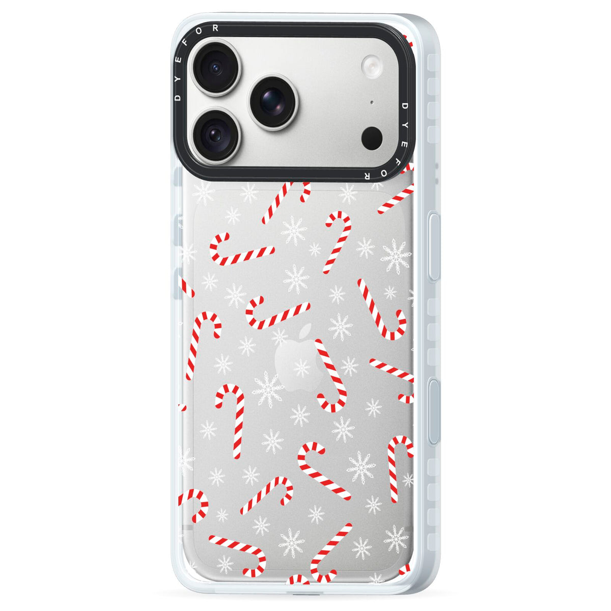 Candy Cane iPhone 18 Pro Black Impact Pre order Case Side Angle on Silver phone