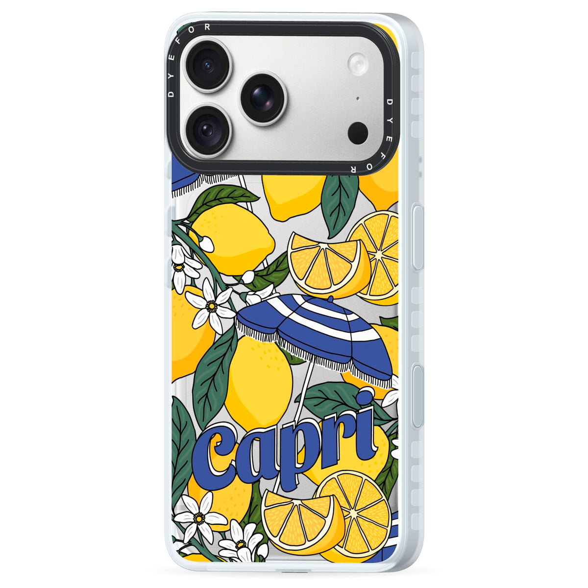 Capri iPhone 18 Pro Black Impact Pre order Case Side Angle on Silver phone