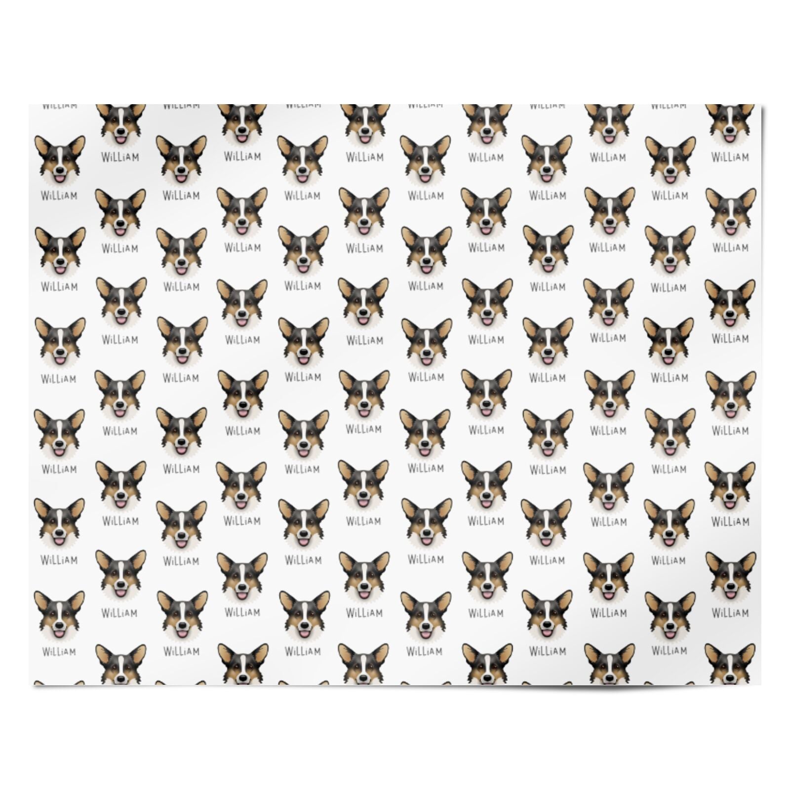 Cardigan Welsh Corgi Icon with Name Personalised Wrapping Paper Alternative