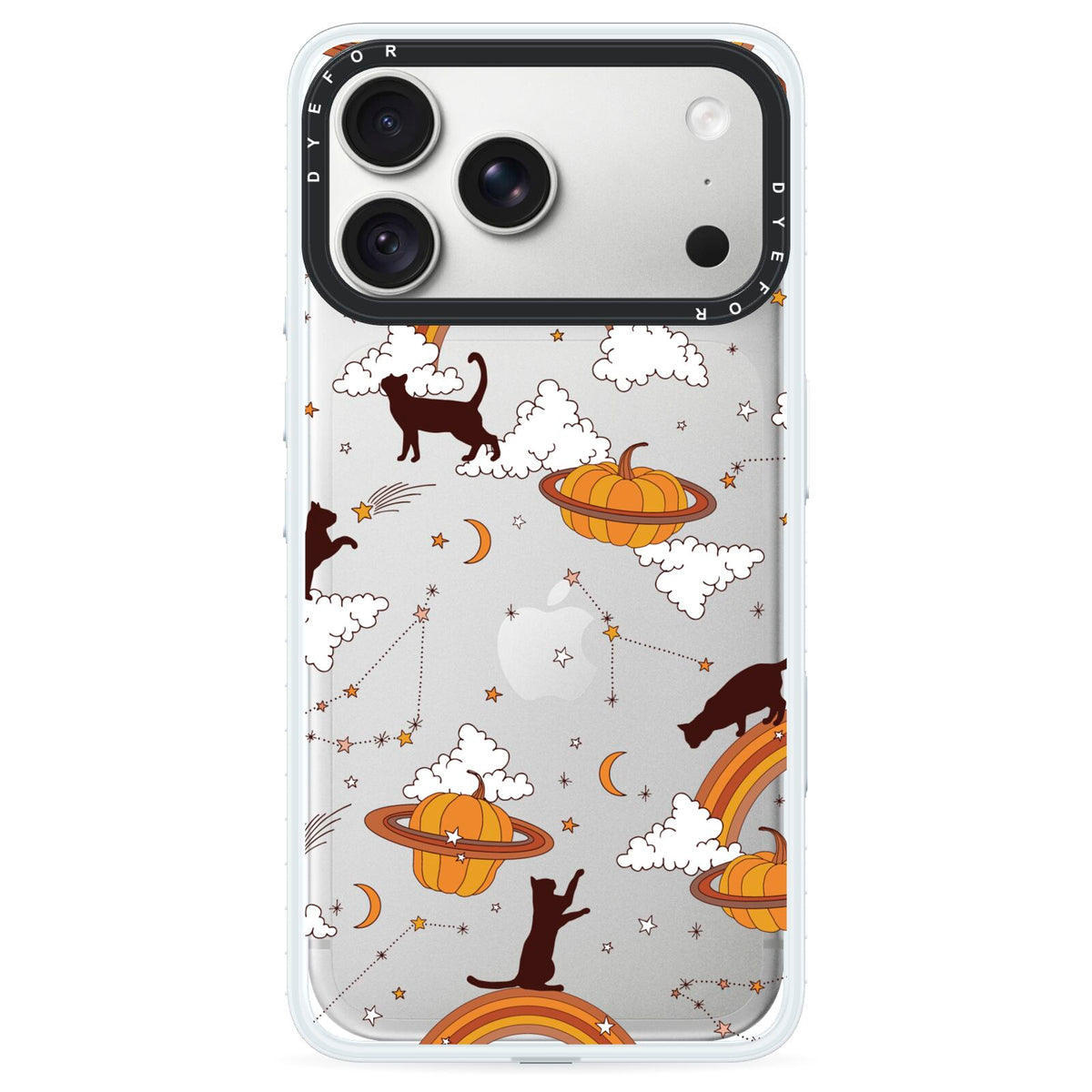 Cat Constellation iPhone 18 Pro Black Impact Pre order Case on Silver phone