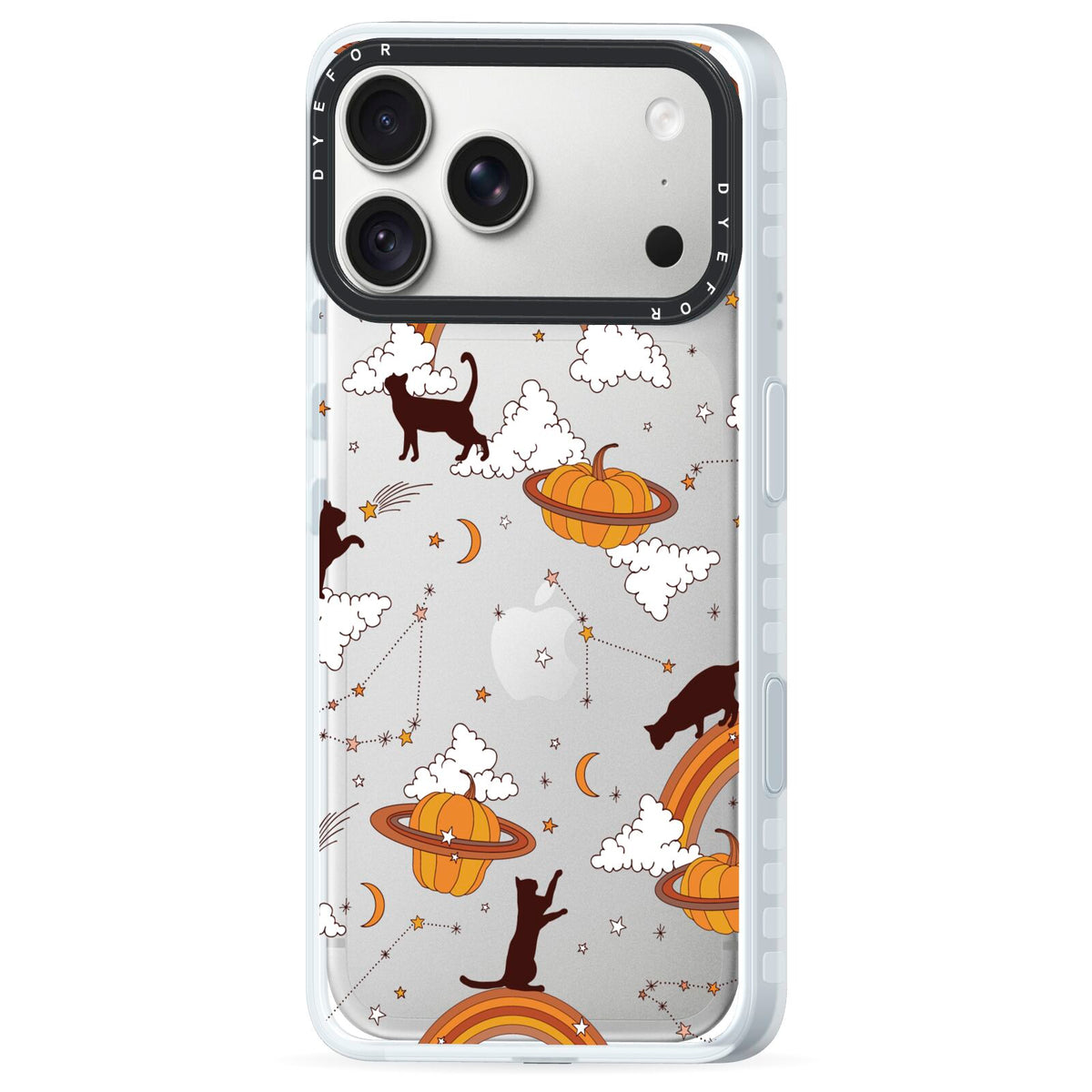 Cat Constellation iPhone 18 Pro Max Black Impact Pre order Case Side Angle on Silver phone