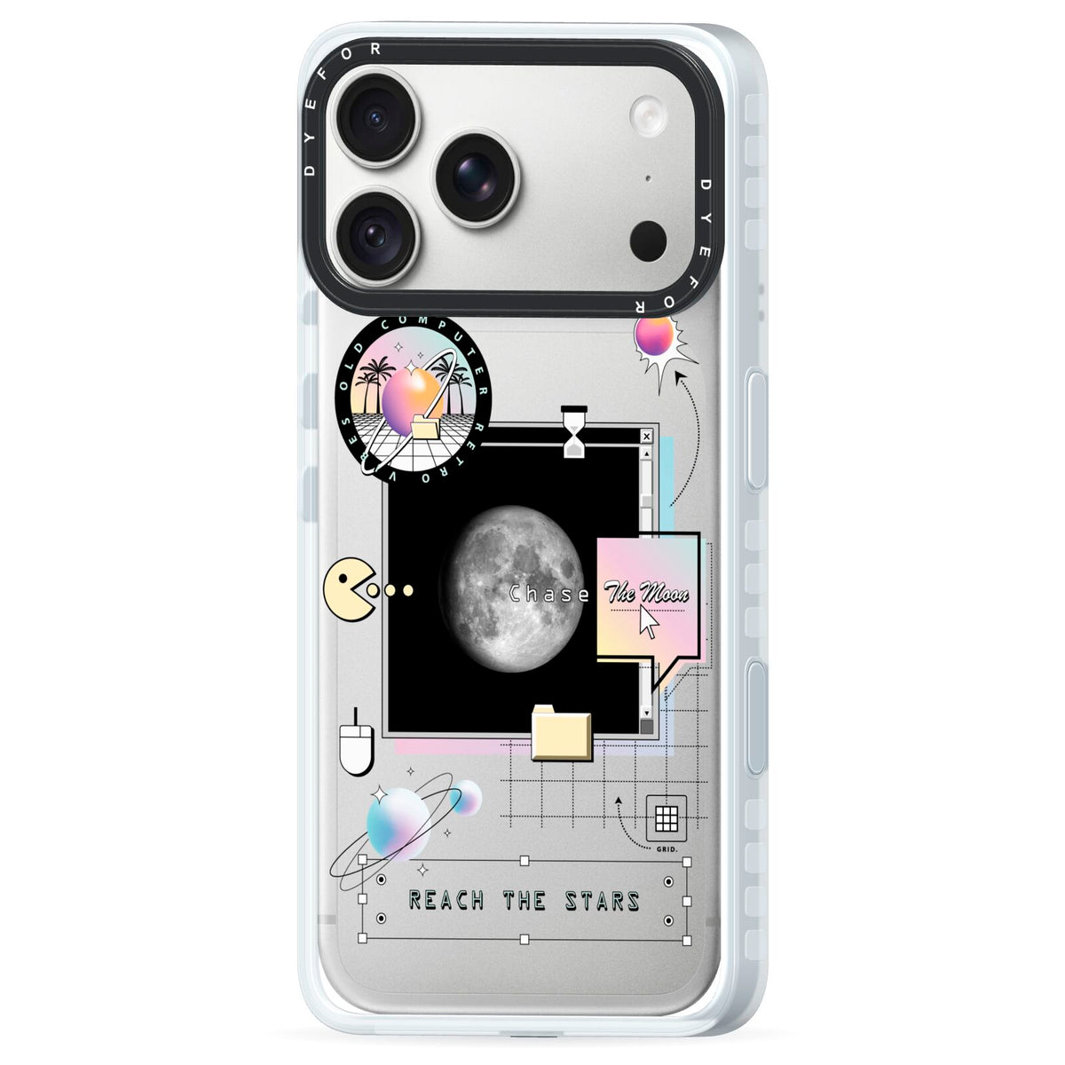 Chase The Moon iPhone 18 Pro Black Impact Pre order Case Side Angle on Silver phone