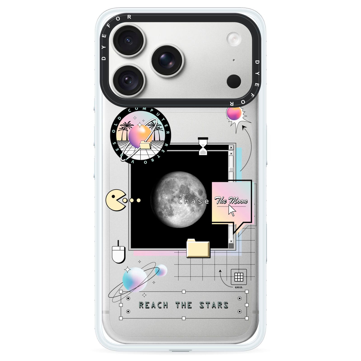 Chase The Moon iPhone 18 Pro Black Impact Pre order Case on Silver phone