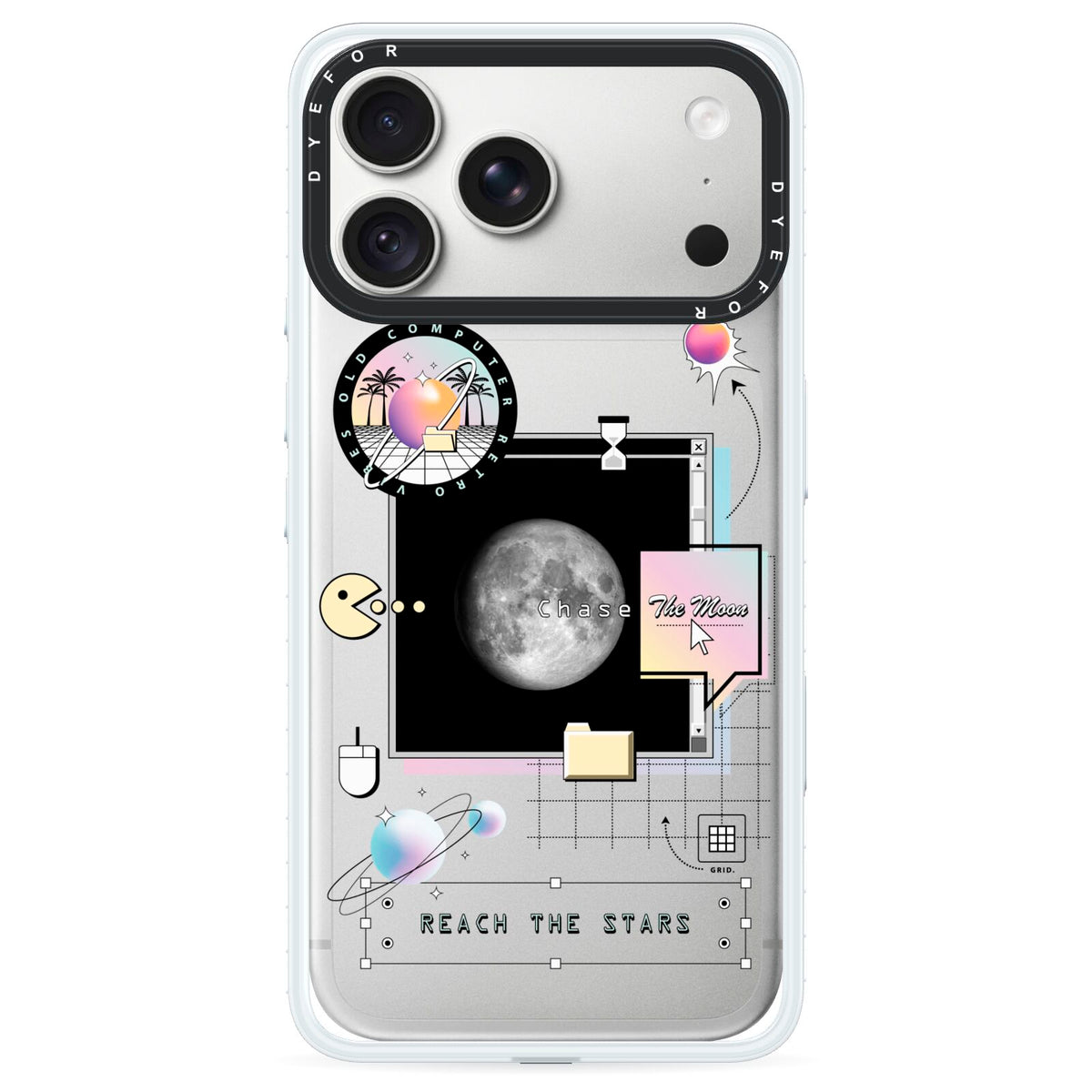 Chase The Moon iPhone 18 Pro Max Black Impact Pre order Case on Silver phone