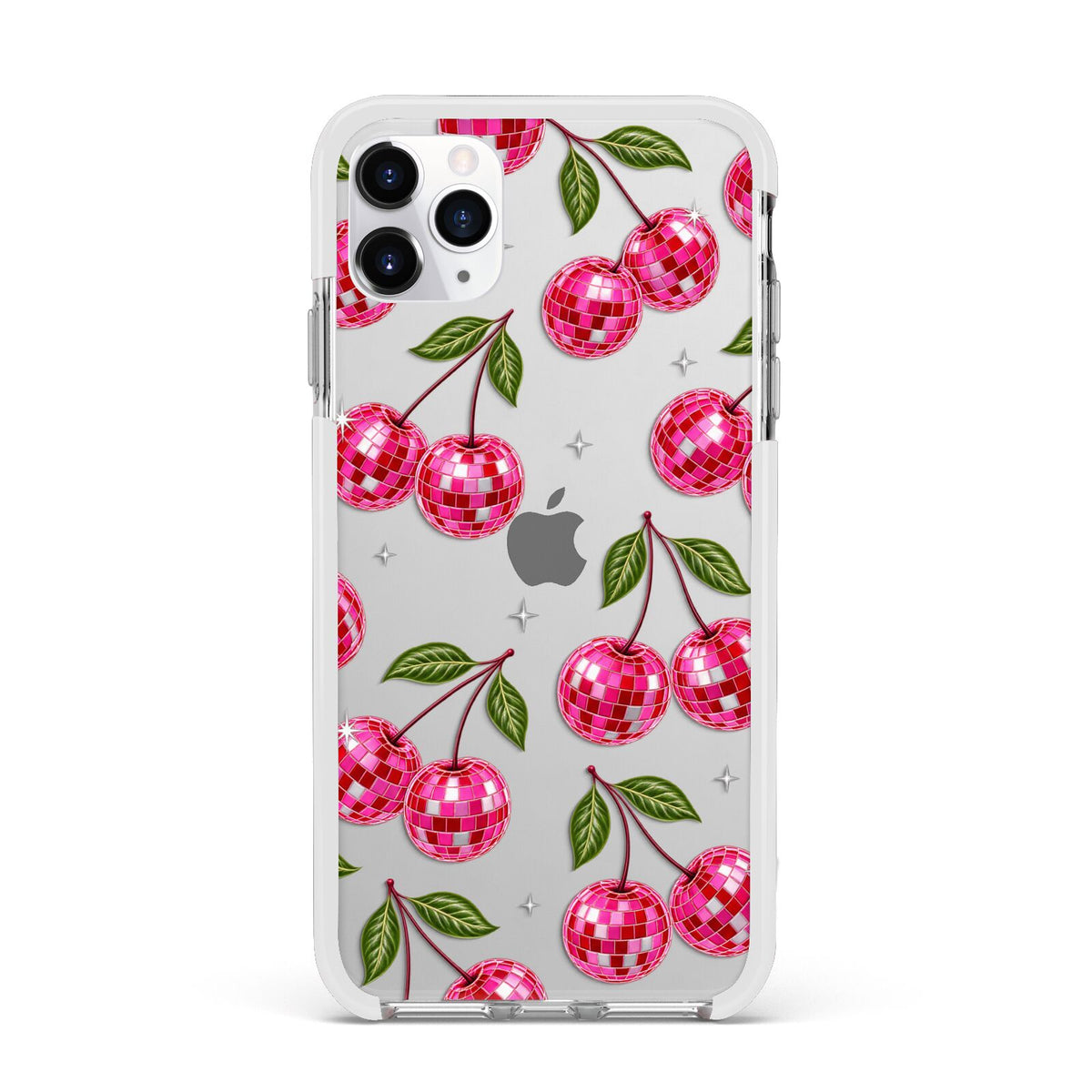 Cherry Afterparty Apple iPhone 11 Pro Max in Silver with White Impact Case