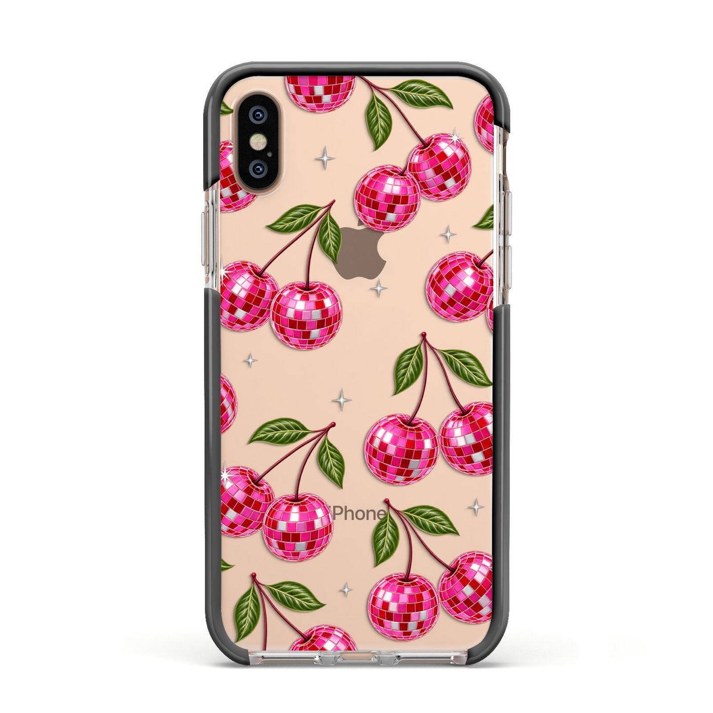 Cherry Afterparty Apple iPhone Xs Impact Case Black Edge on Gold Phone