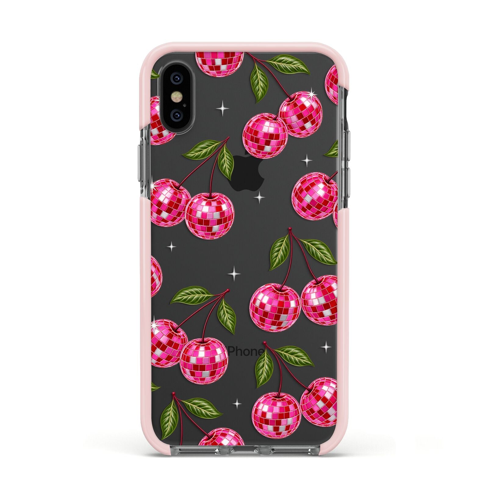 Cherry Afterparty Apple iPhone Xs Impact Case Pink Edge on Black Phone