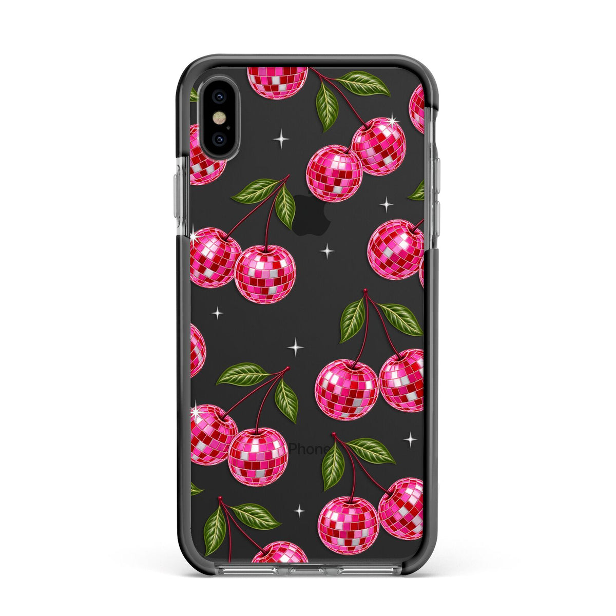 Cherry Afterparty Apple iPhone Xs Max Impact Case Black Edge on Black Phone