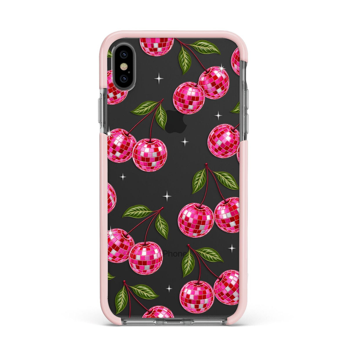 Cherry Afterparty Apple iPhone Xs Max Impact Case Pink Edge on Black Phone